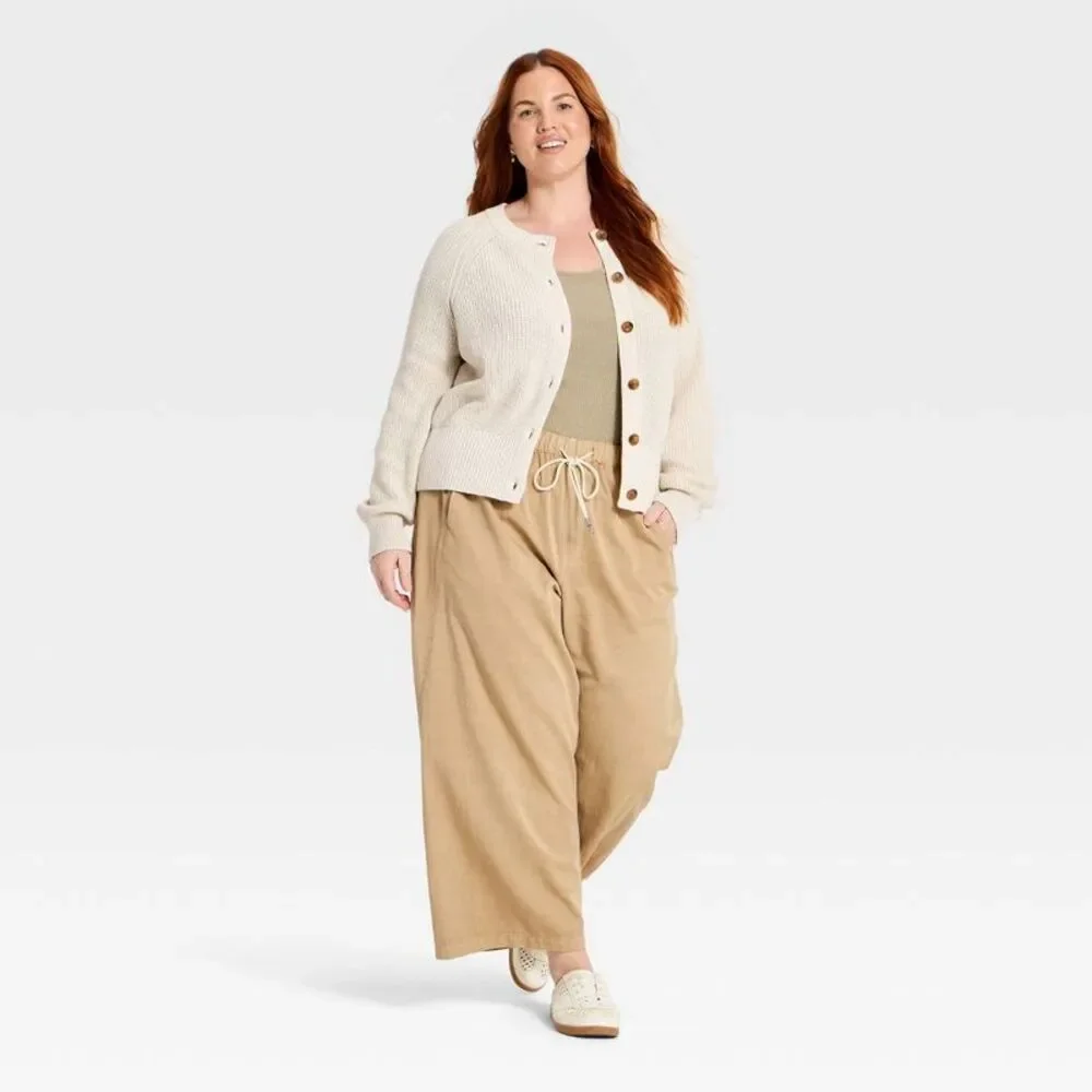 Women's Iconic Cotton Cardigan - Universal Thread Oatmeal 4X